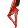 European & American Sexy Christmas Lingerie See-through Christmas Red Bodysuit Set Bow Lace - Image 5