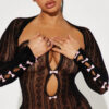 Butterfly knot charm, sweet and cute hollow out perspective sexy high elasticity mesh dress - Image 3