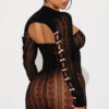 Butterfly knot charm, sweet and cute hollow out perspective sexy high elasticity mesh dress - Image 2